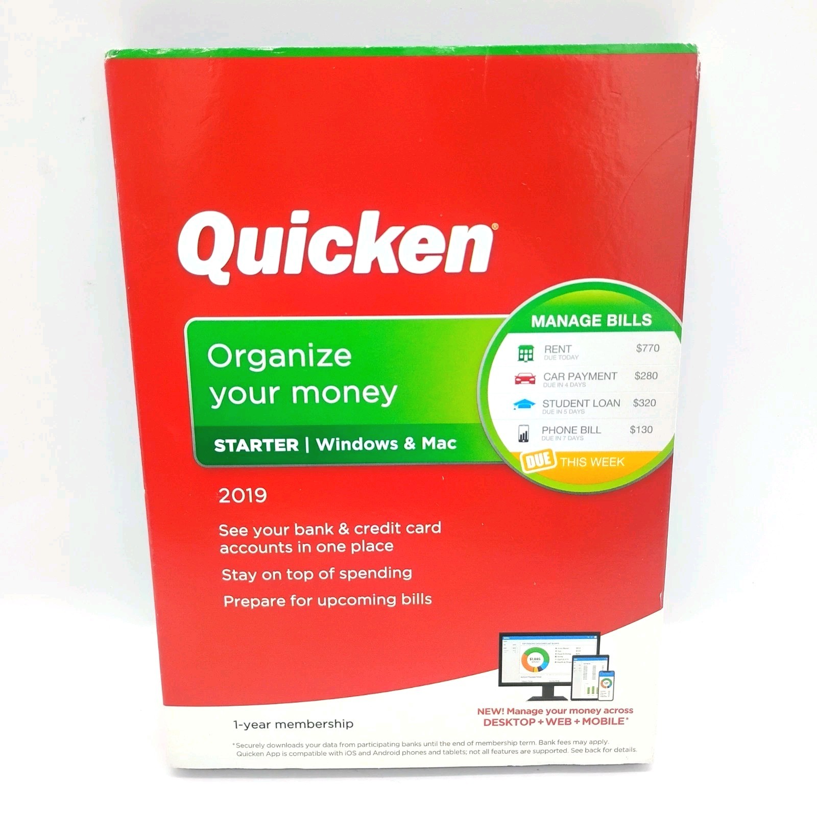 Intuit Quicken Starter Edition 2019 (Windows PC & Mac) Organize Your Money