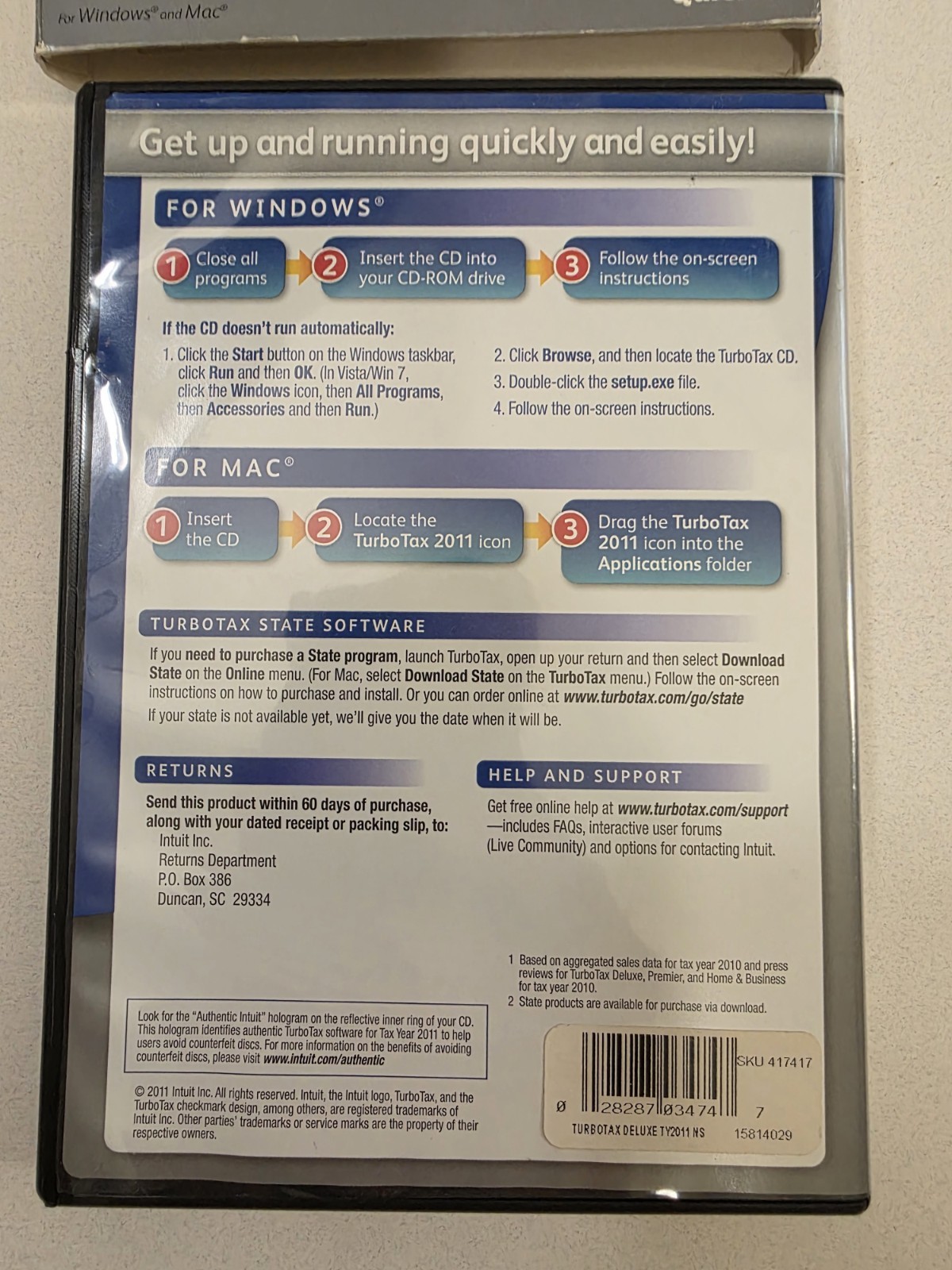 2011 TurboTax Deluxe Federal + Efile-Used