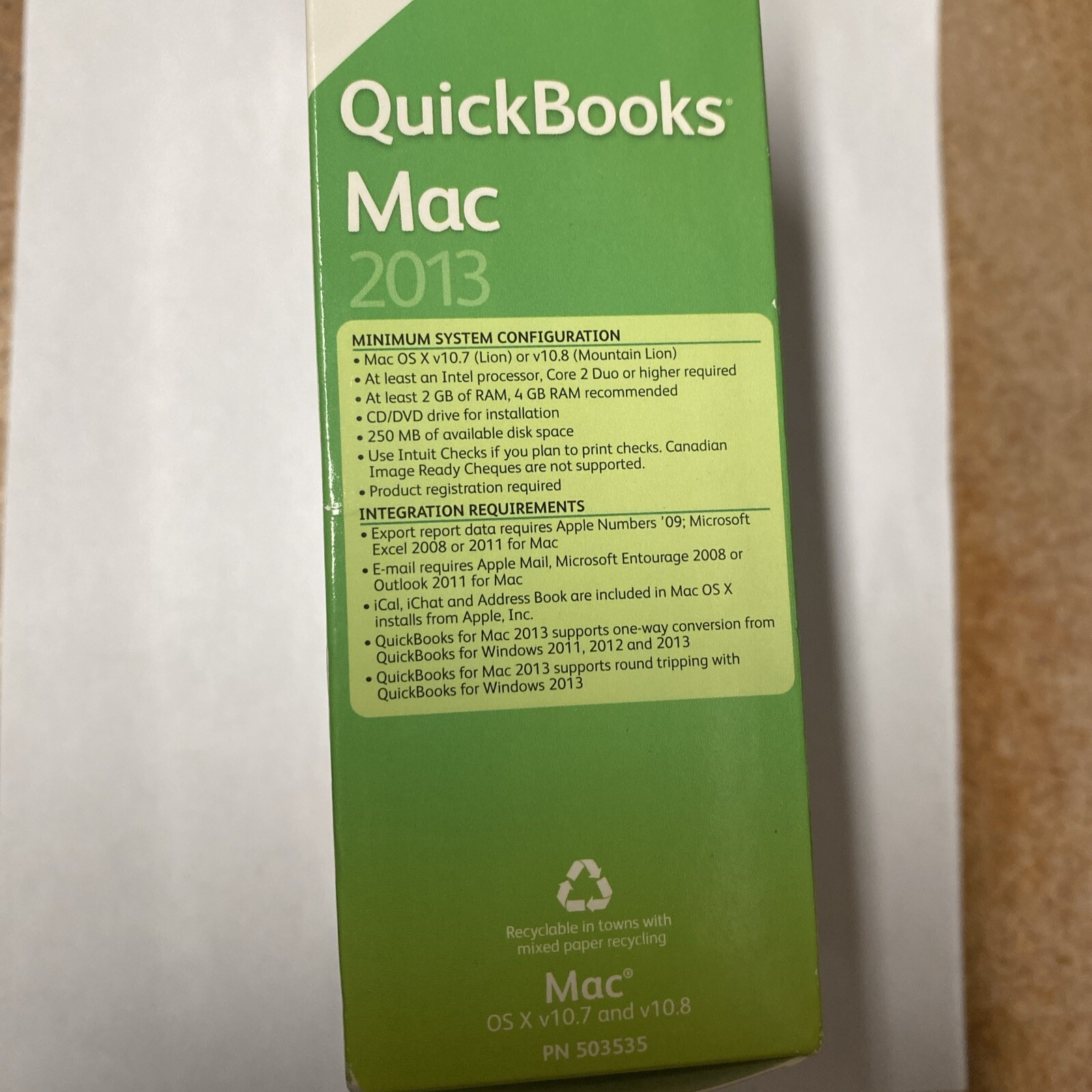 INTUIT QUICKBOOKS FOR MAC 2013