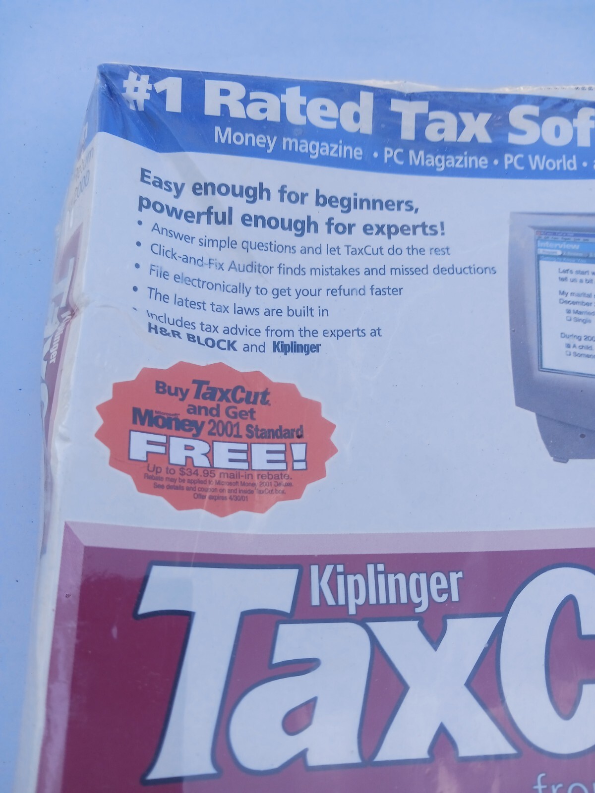 Vintage Kiplinger Tax Cut Software Nos 2001 Damaged Box