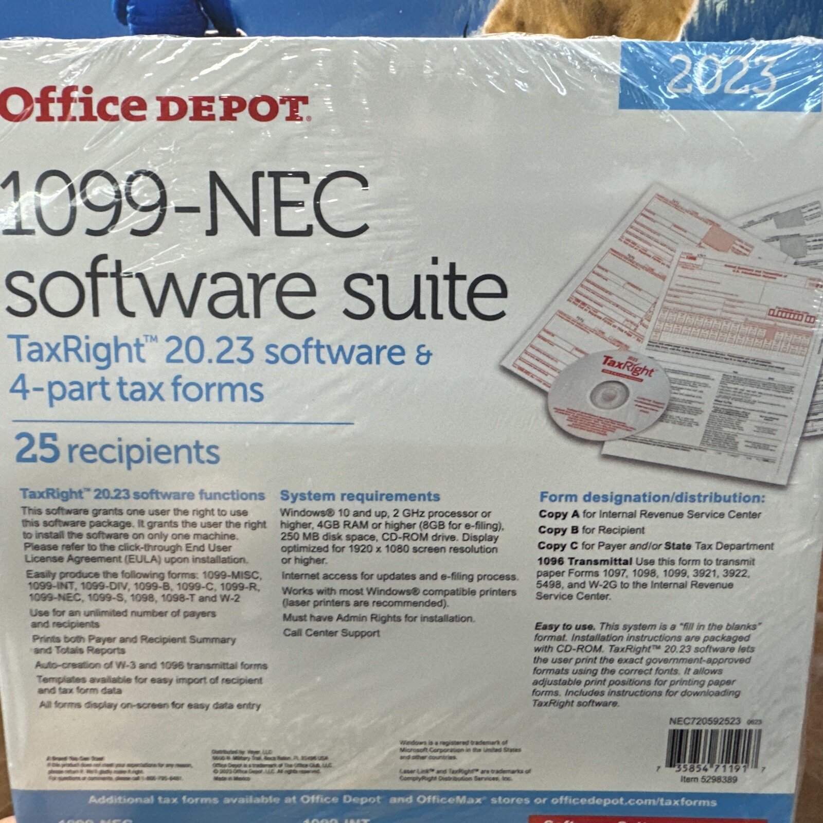 Office Depot 1099-NEC Software Suite 2023 25 Recipients New Sealed TaxRight USA