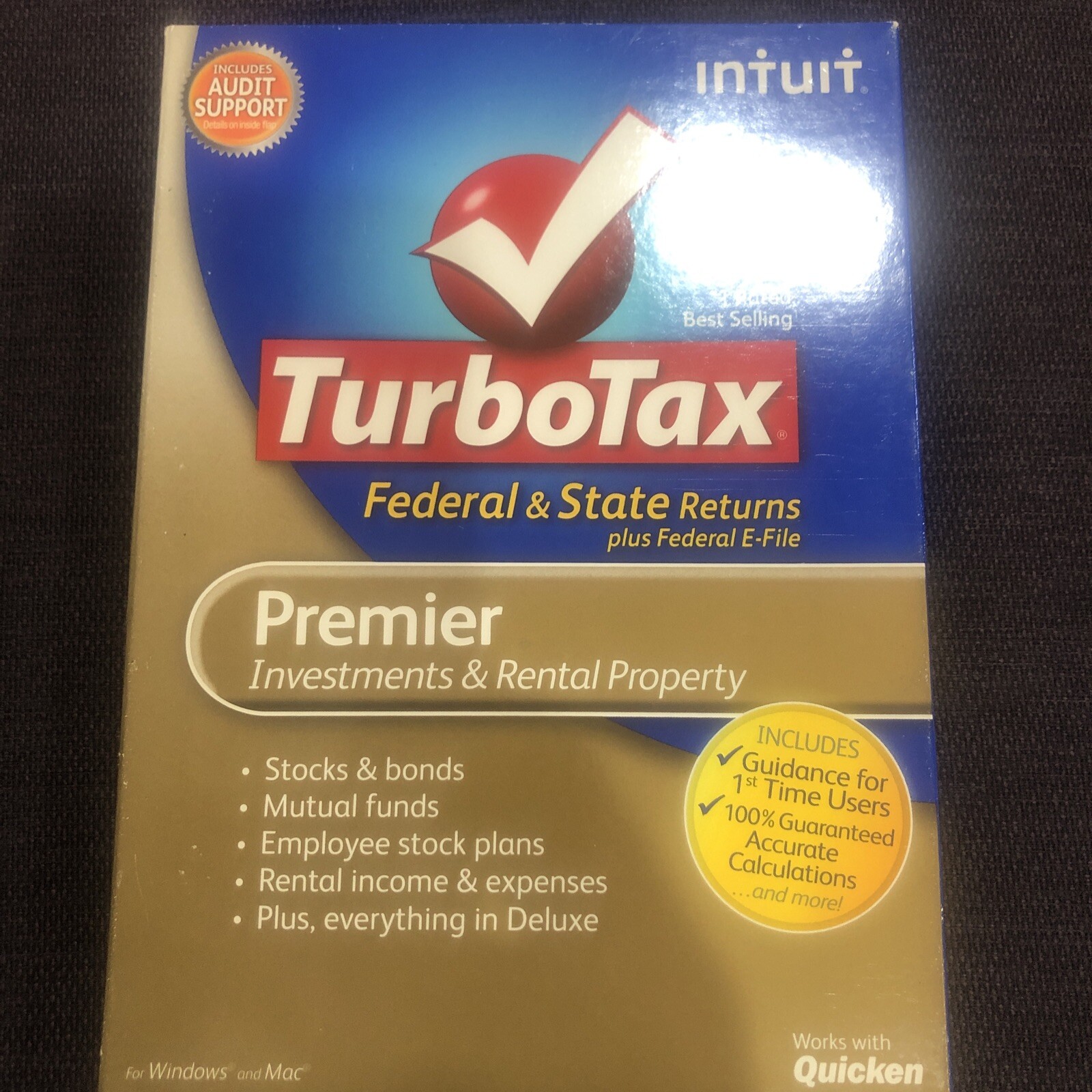 intuit turbotax Federal & State Return Plus Federal E File Prem Dvd Rom 5/18/23