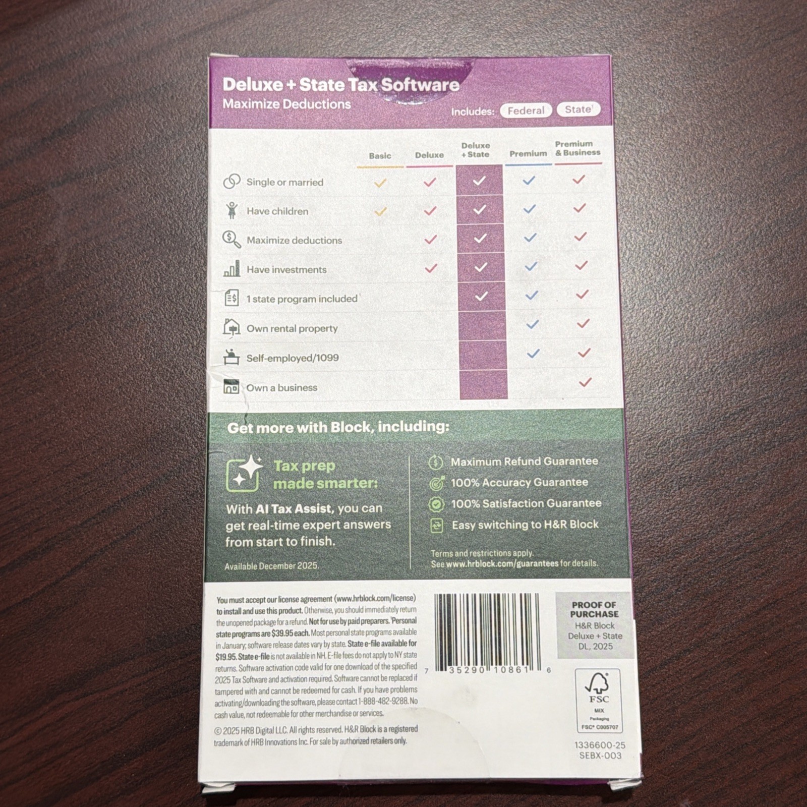 H&R Block Tax Software Deluxe +State 2025 Key Card Read Listing Digital Item