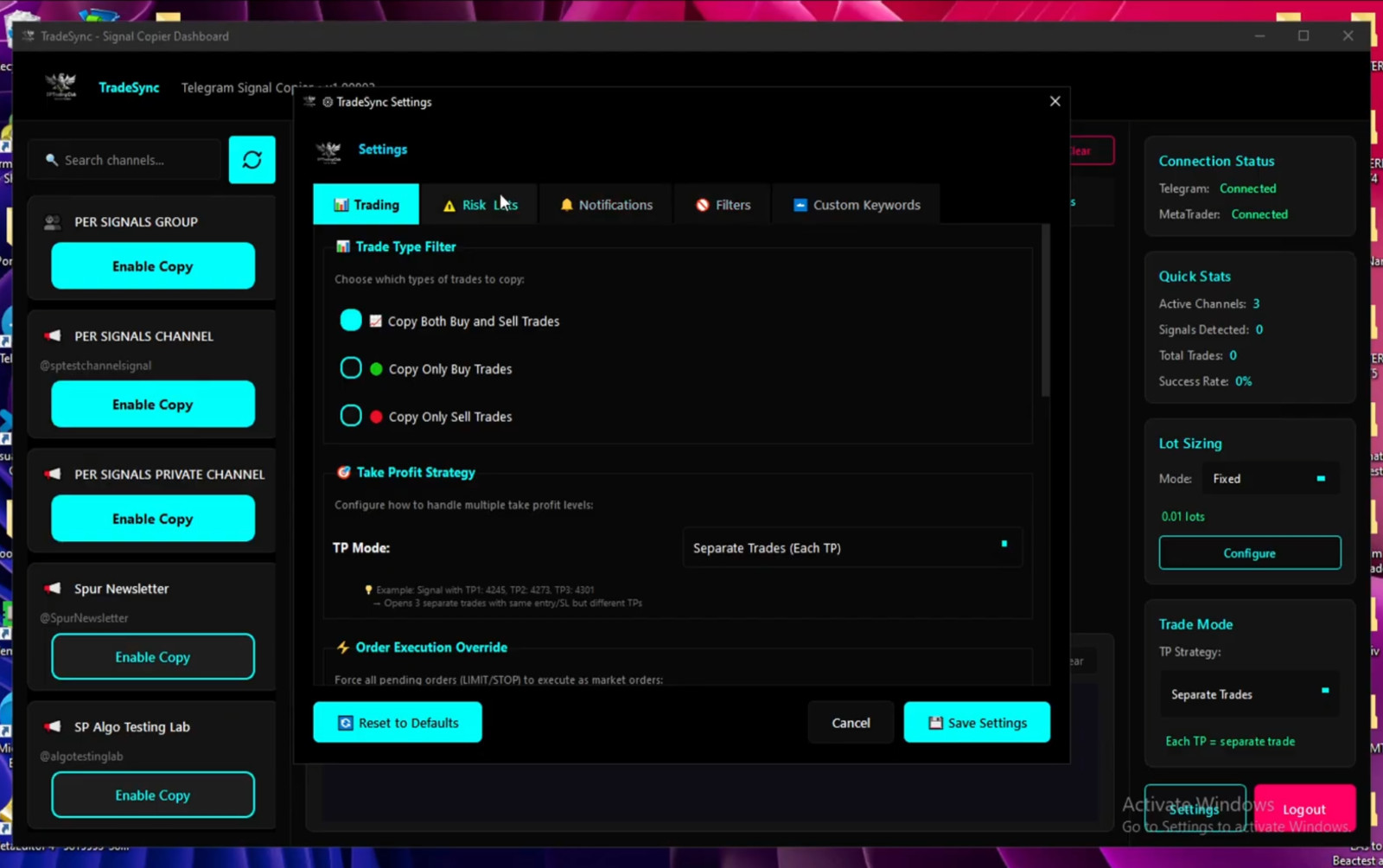 v1.1 TradeSync Telegram to MT4 and MT5 Trade Signal Copier Expert Advisor