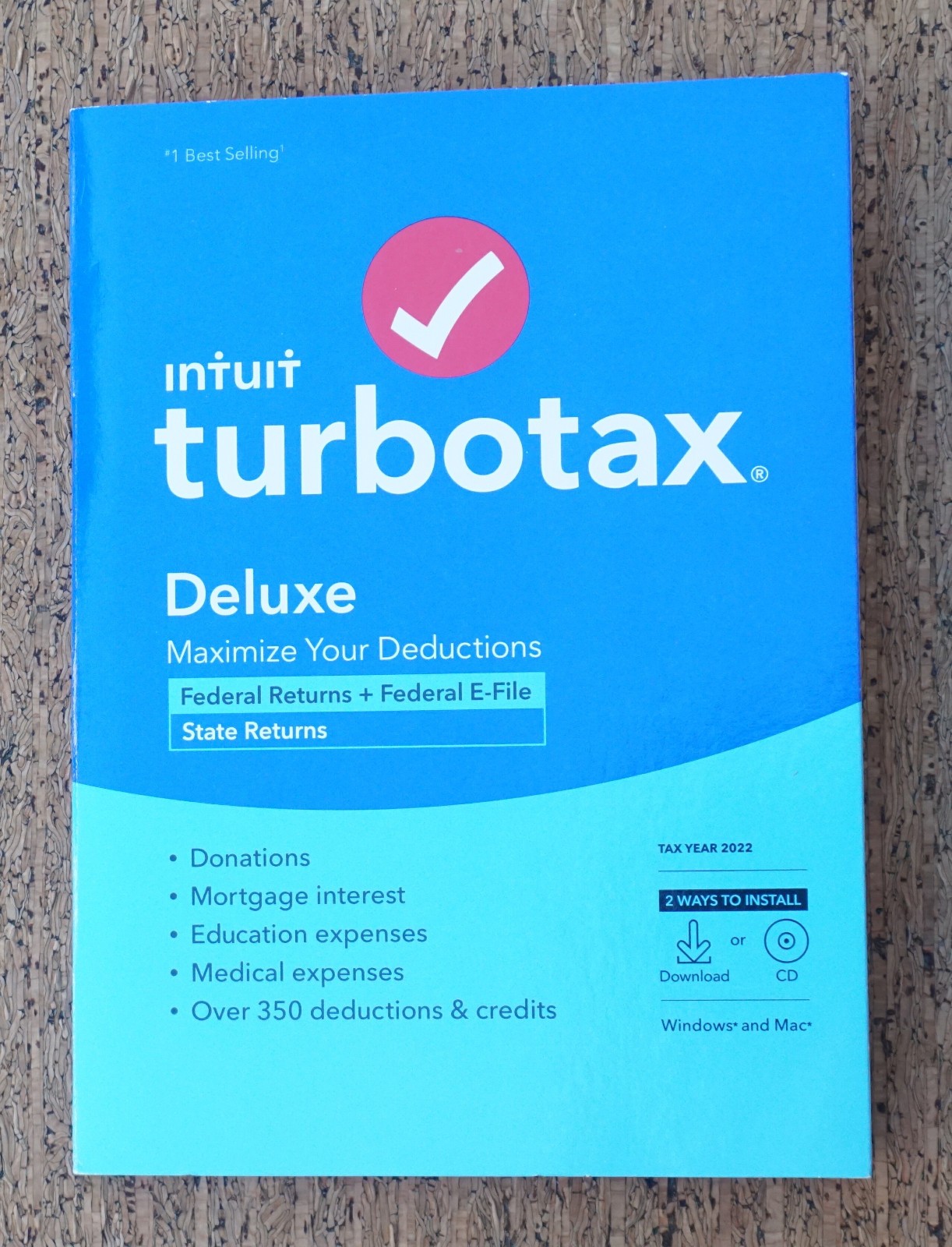 Intuit Turbotax Deluxe 2022 Federal and State Tax Software