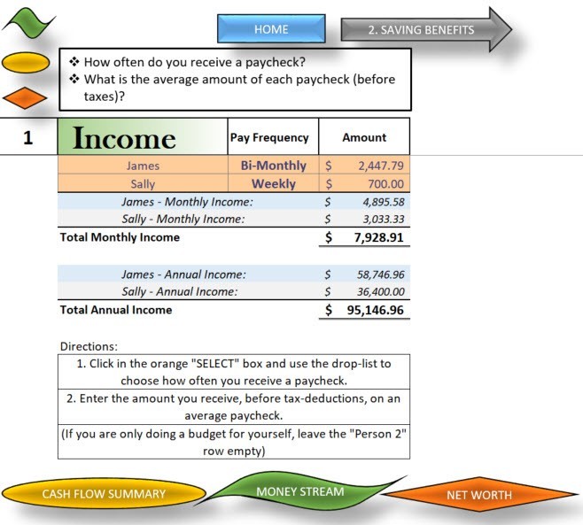 Financial Planner, Household Budget, Expense Track, Net Worth, Rich Dad Inspired