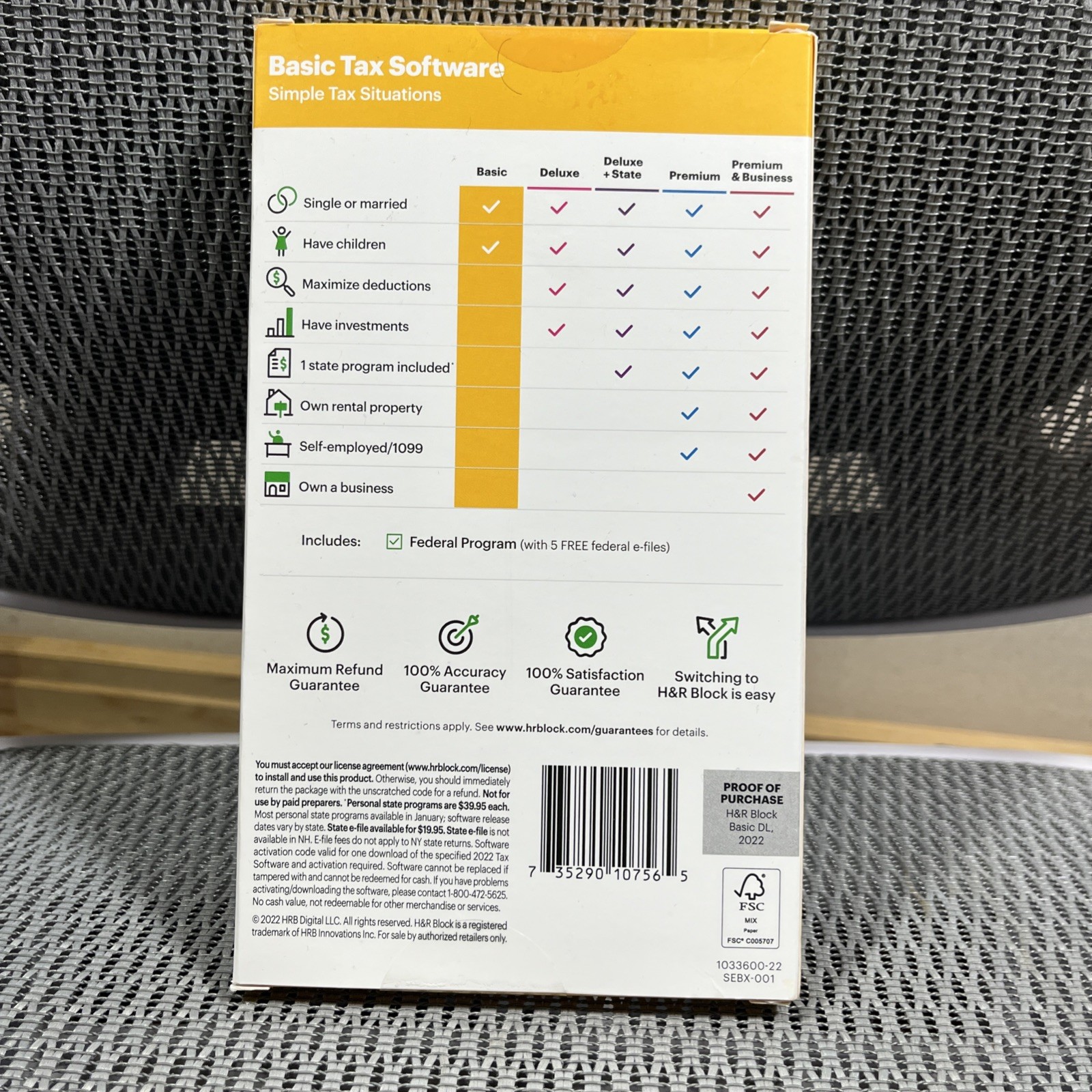 H & R Block Tax Software Basic Simple 2022 PC/MAC Download (SAME DAY CODE) READ