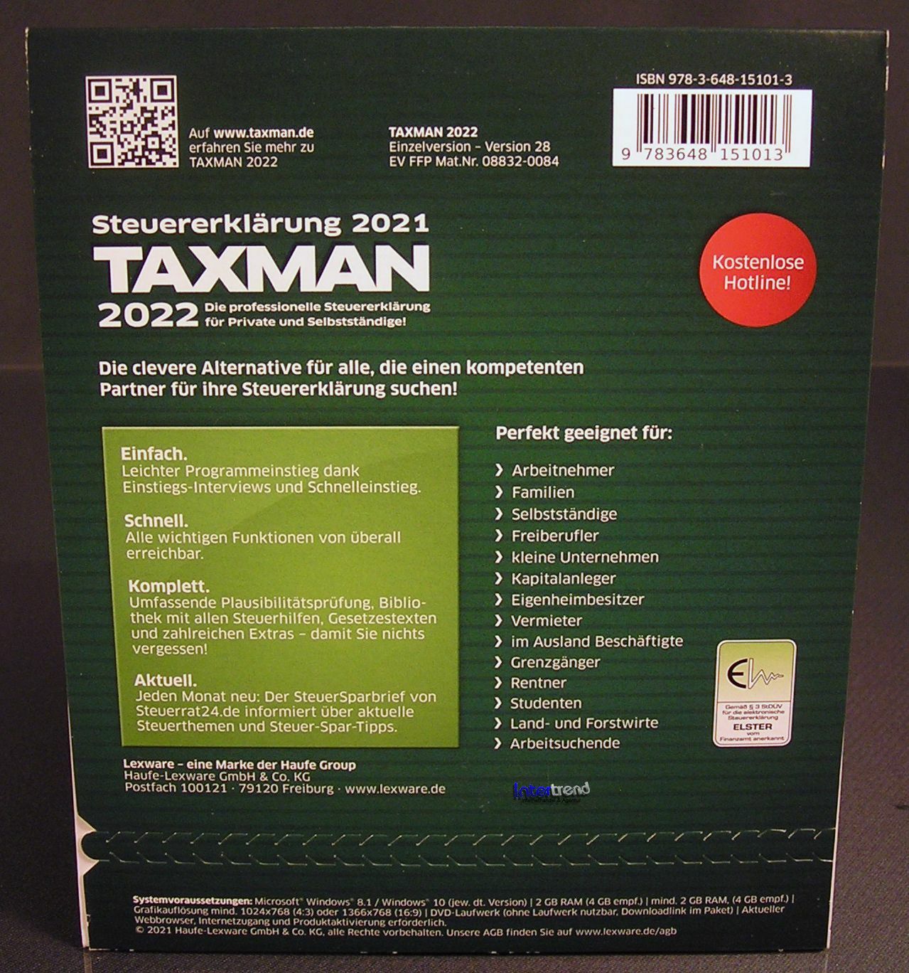 Lexware Taxman 2022 Vollversion Box + DVD Steuerjahr 2021 + Steuerhandbuch NEU