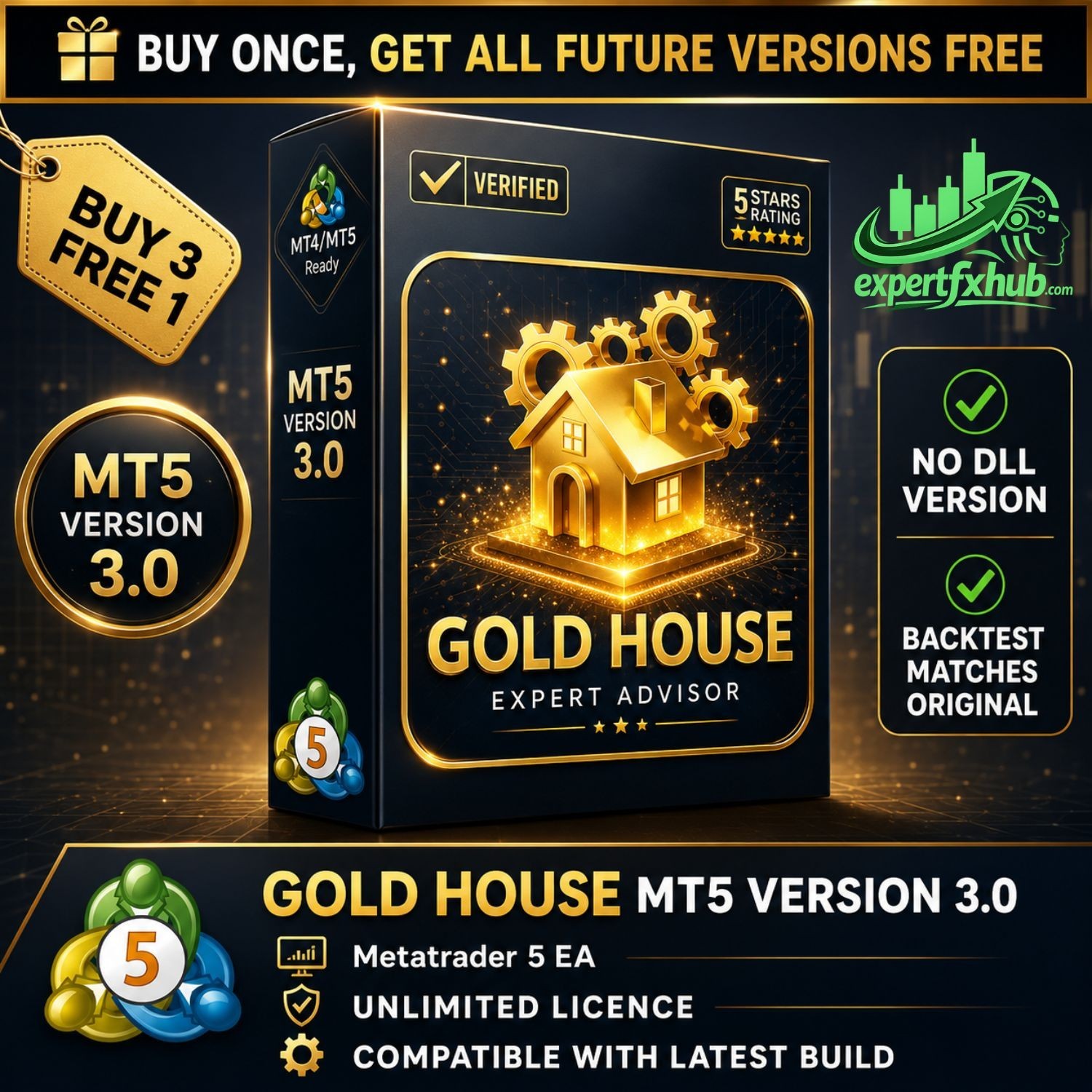 v3.0 Gold House EA Metatrader MT5 Gold Bot Trading Robot MQL5 Expert Advisor