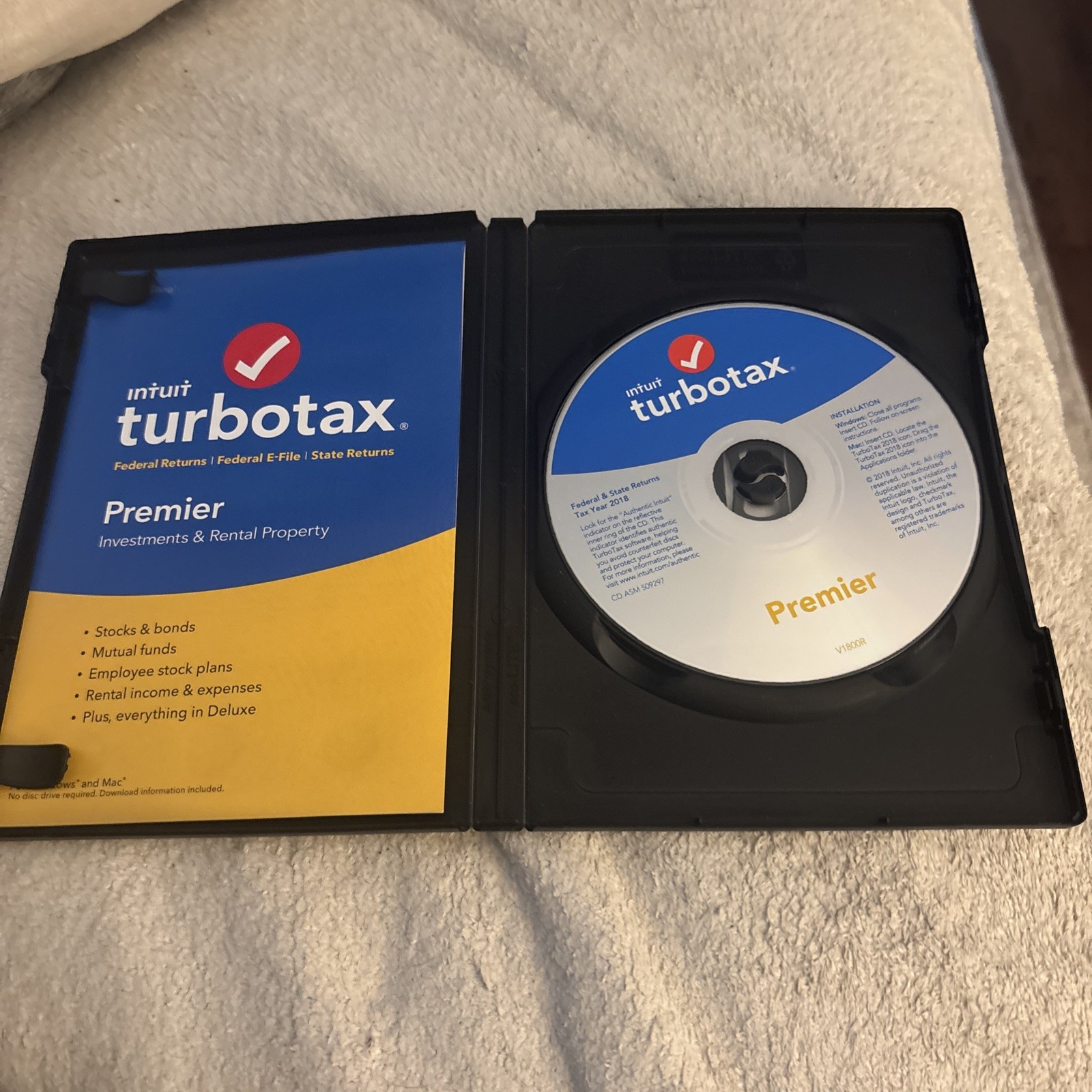 TurboTax 2018 Premier Plus State Software CD [PC & Mac]