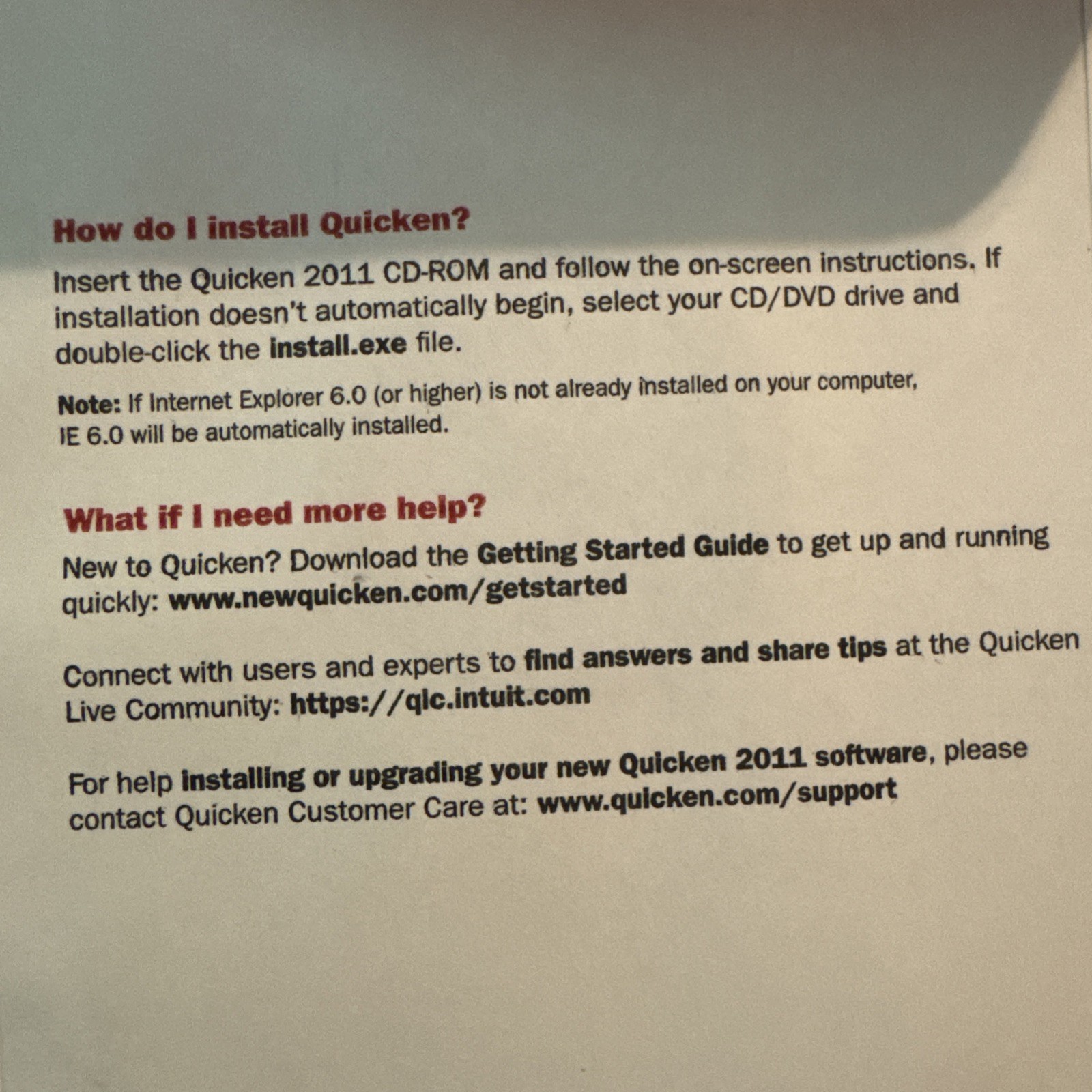 Quicken Home And Business 2011 XP/ SP2 /Vista/ Windows 7 Disc Only