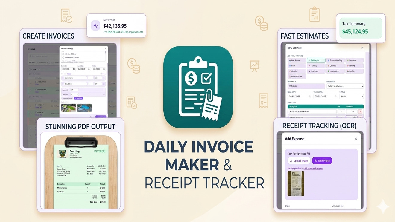 2026 Invoice Generator, Receipt Tracker, Financial & Budget Tracker Windows/Mac