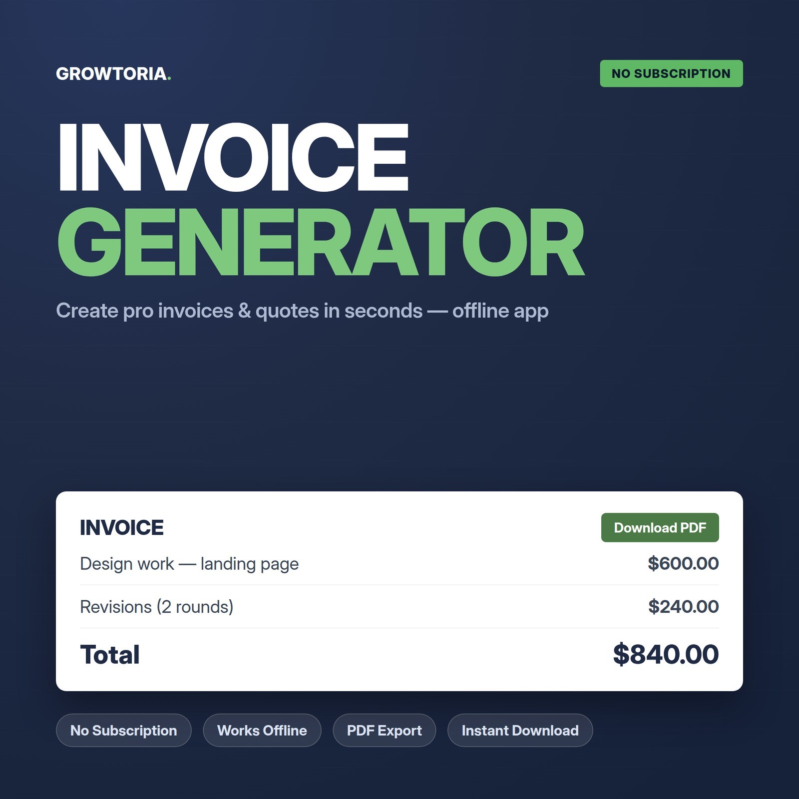 Invoice Generator Software Small Business Billing Estimate Quote Maker PDF