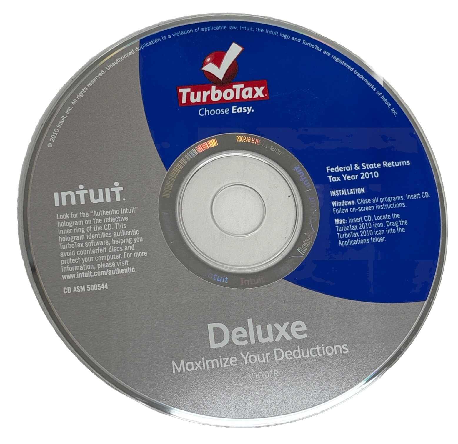 TurboTax Deluxe For Tax Year 2010 Federal and State Includes Federal E-File