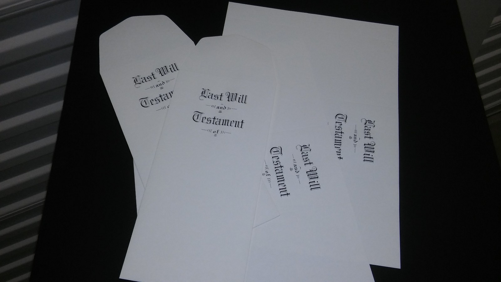 PROFESSIONAL QUALITY LEGAL WILL ENVELOPES AND WILL BACKERS FOR WILLS MADE ONLINE
