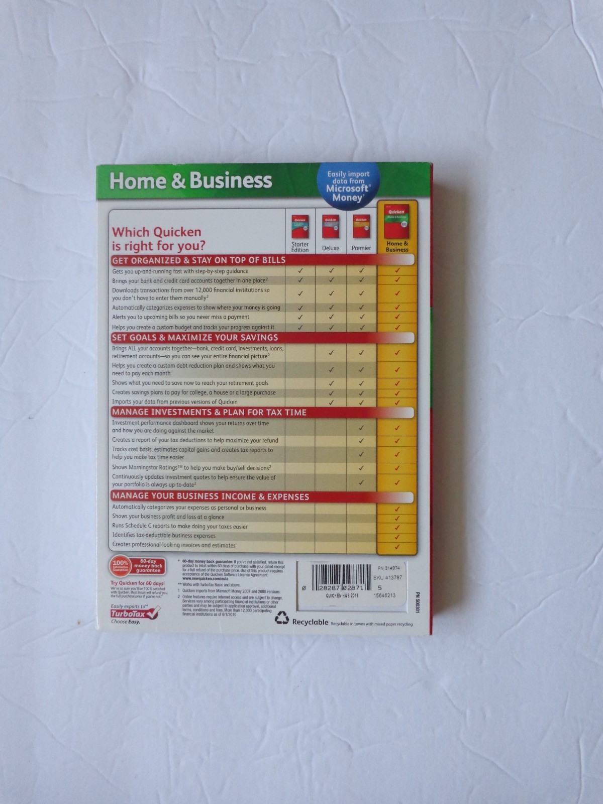 Quicken Home & Business 2011 For Windows