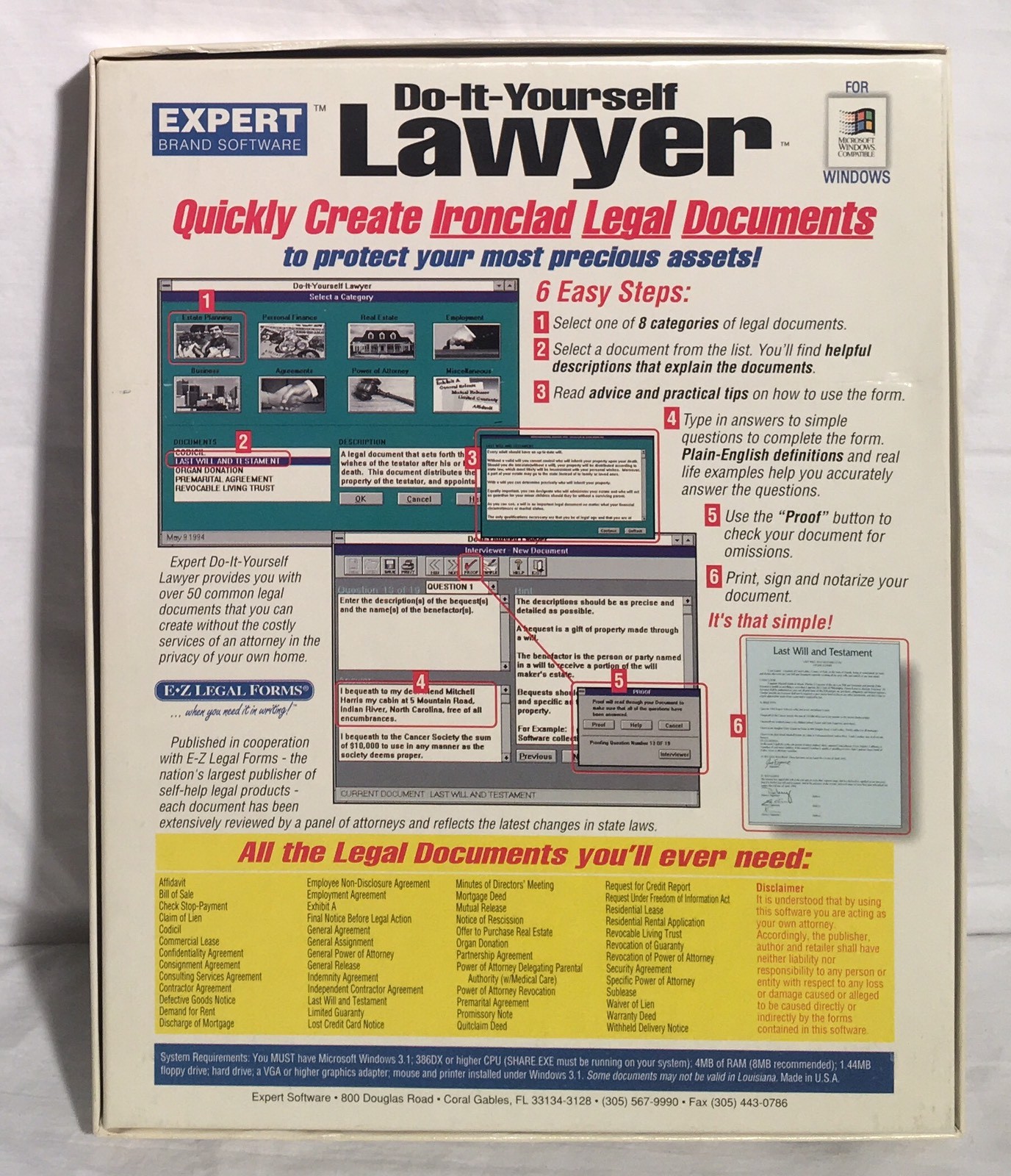DO-IT-YOURSELF LAWYER 3.5″ Disk Windows 3.1 Expert Software Boxed W/ Manual