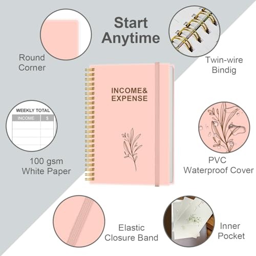 Income & Expense Log Book – A5 Income and Expense Ledger Book for Small Rose
