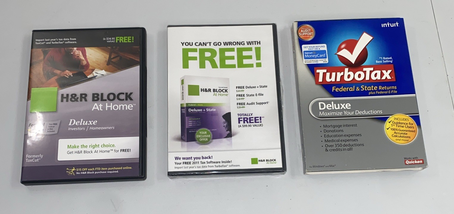 H&R Block 2011 & TurboTax 2009 CD Software + Free H&R Block 2009 NFR