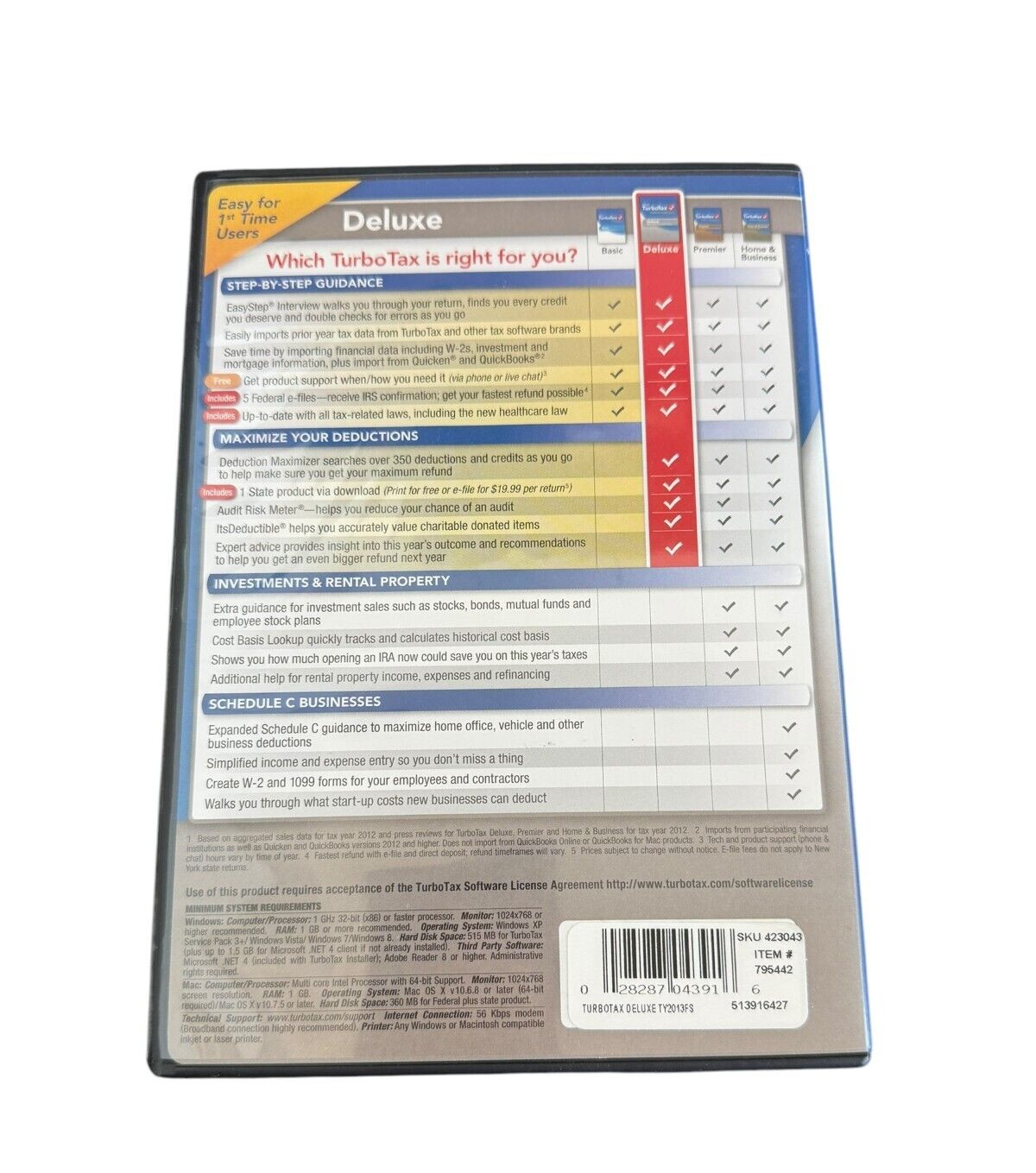 Intuit TurboTax Deluxe 2013 Federal & State Returns + E-File for Windows and MAC