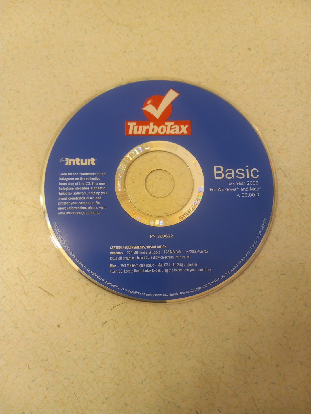 Intuit Turbotax Basic For Federal Returns Year 2005 Software Disc Only