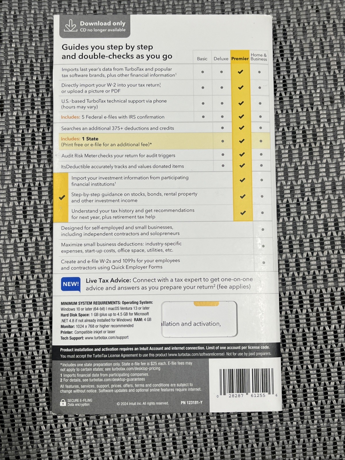 2024 Intuit Turbotax Premier Investments Rental Federal State Window Mac Sealed