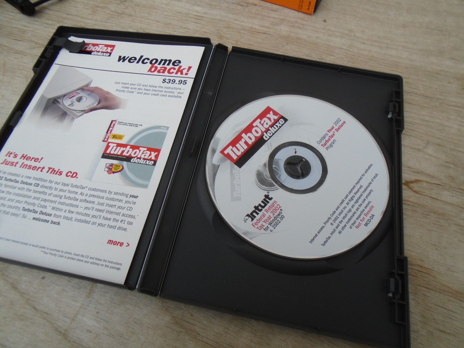 2002 TurboTax Deluxe + state+ e file CD