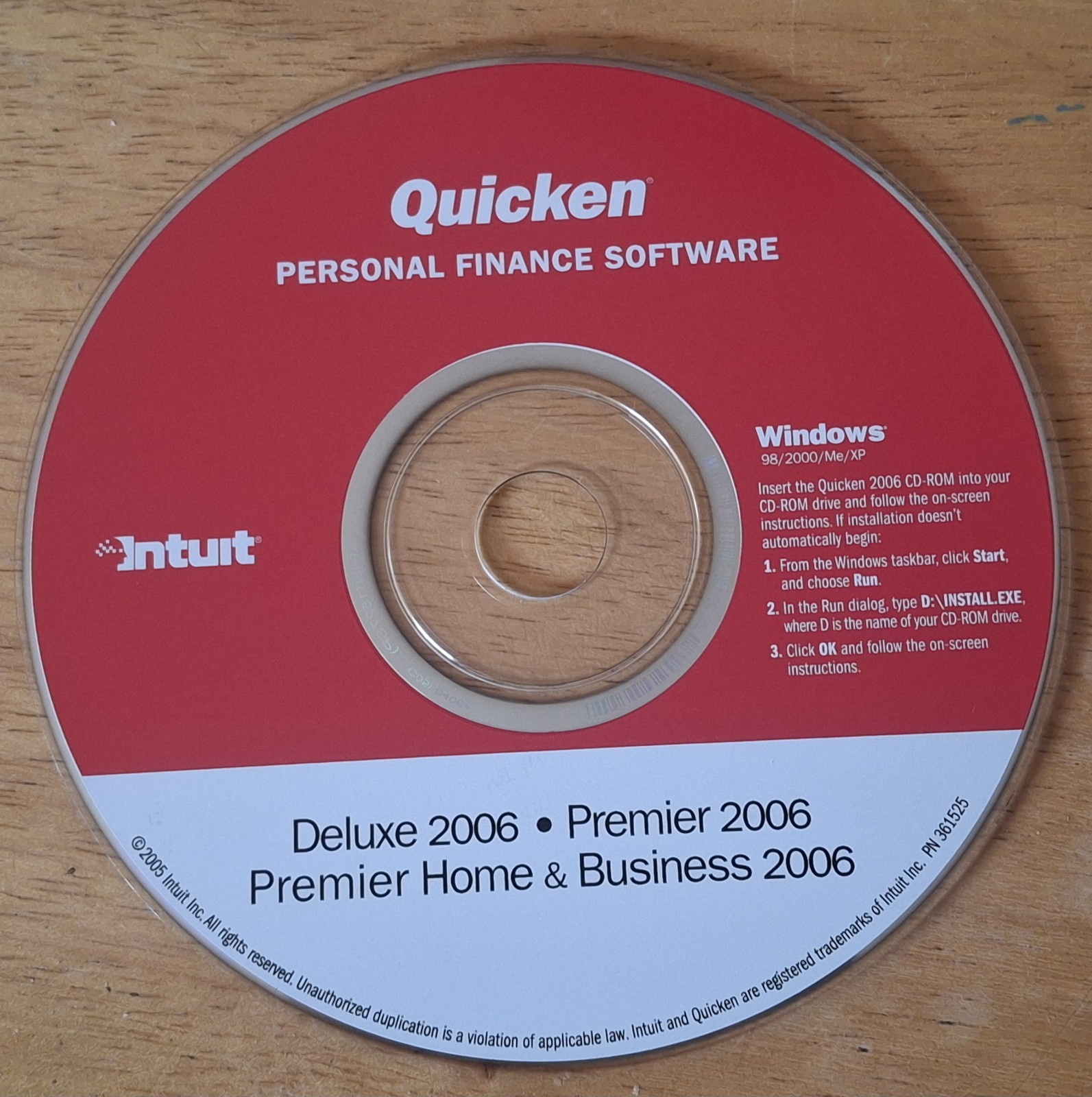 QUICKEN 2006 PERSONAL FINANCE SOFTWARE FOR PC DISC INTUIT