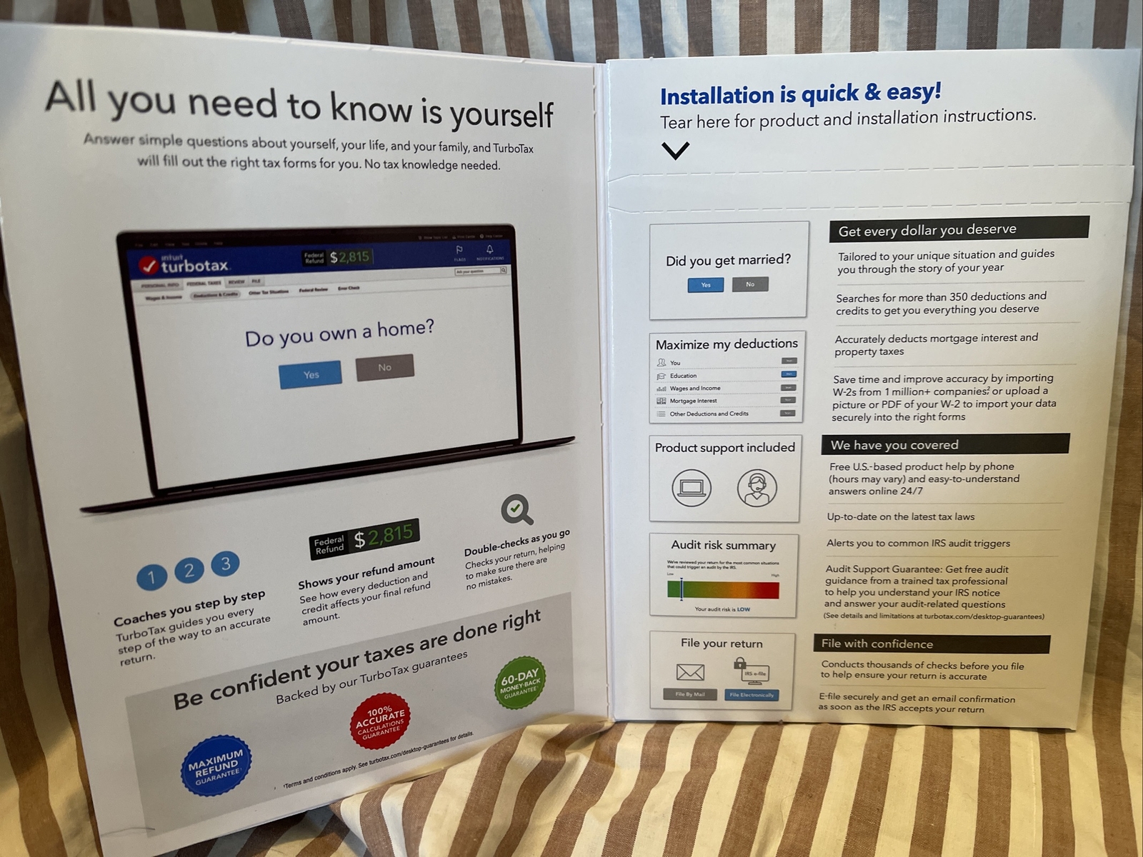 NEW Turbotax Deluxe 2022 Federal Return E-File NO STATE CD Physical Disc WIN MAC