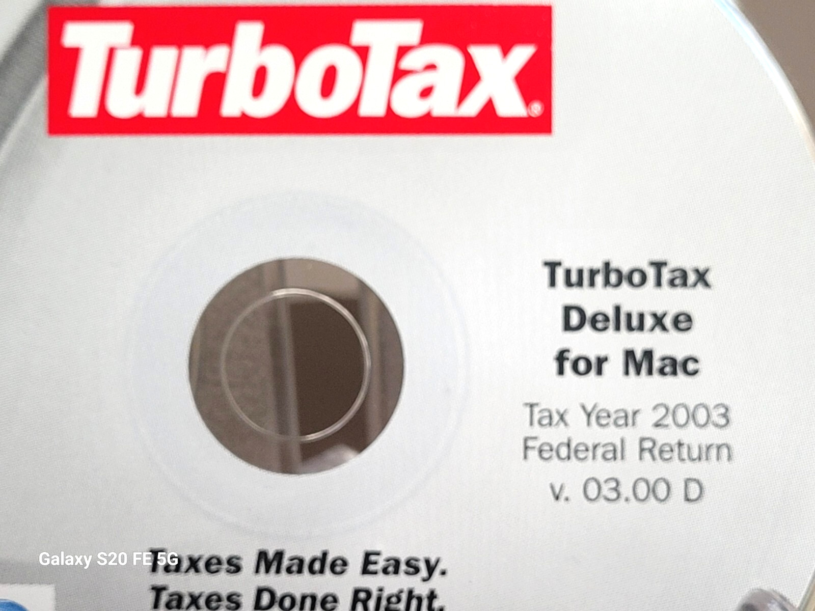 Intuit TurboTax Deluxe for Mac 2003 Federal Return CD-ROM- PN 355691-Quick Time