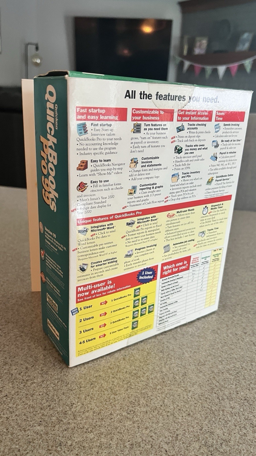 Vintage QuickBooks Pro 99 Big Box Software 100% Complete CIB Windows 95 98 Y2K
