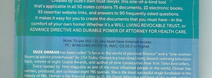 SUZE ORMAN – Protect Your Tomorrows Today (CD-ROM Win/Mac) NEW – SEALED
