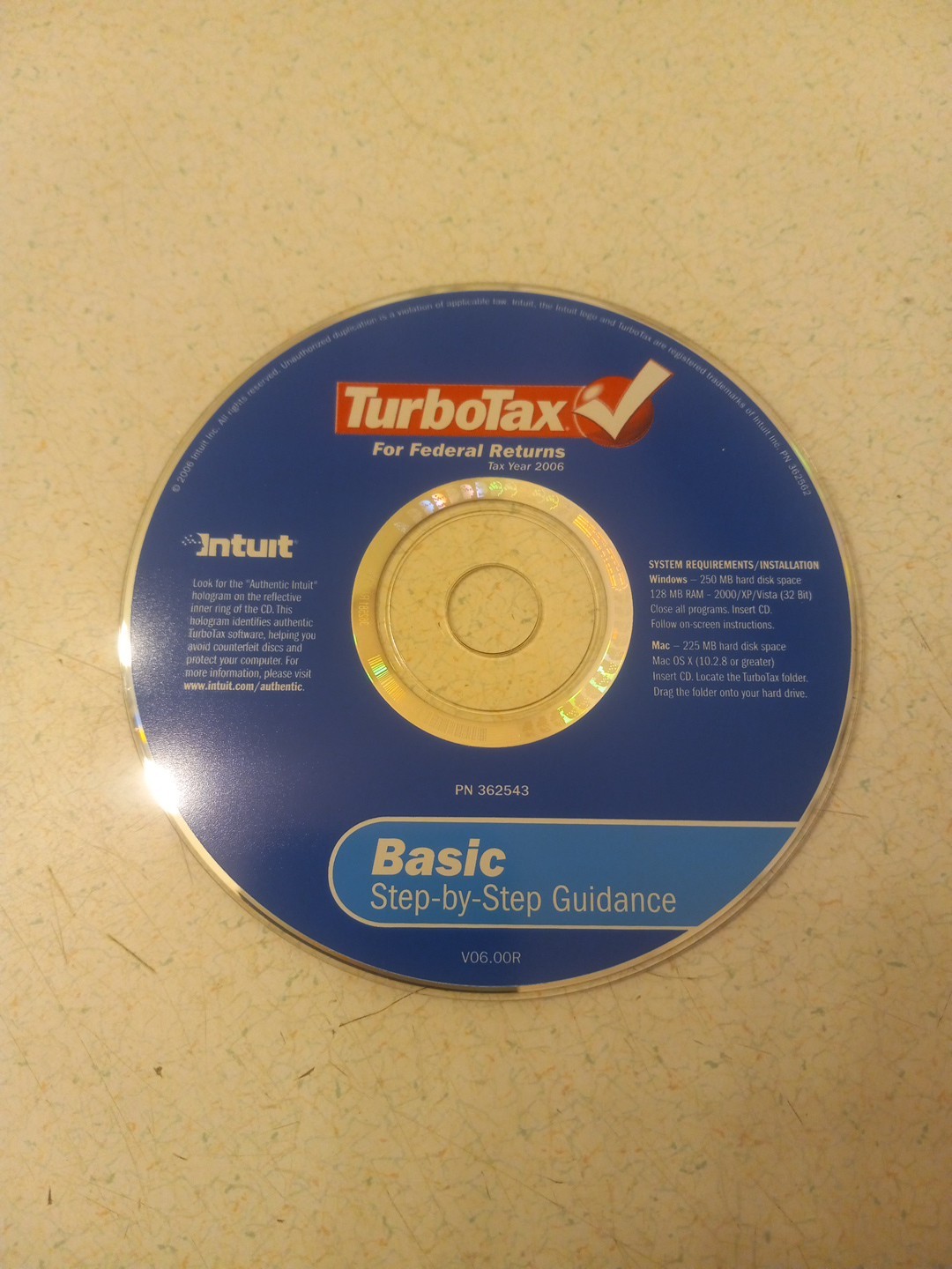 Intuit Turbotax Basic For Federal Returns Year 2006 Software Disc Only