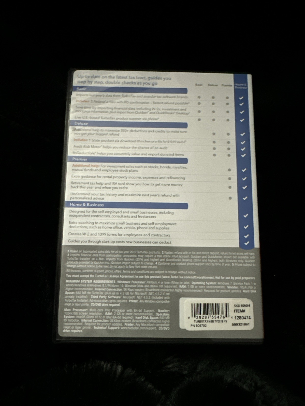 2018 TurboTax Home & Business federal e-file & state tax return for PC & Mac CD