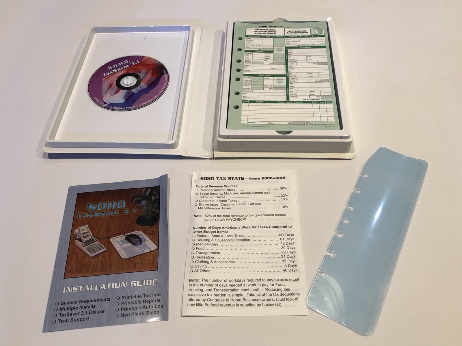 SOHO Taxsaver 3.1 Deluxe 2003 IRS Compliant Tax Diary & PC Softare Daily Expense