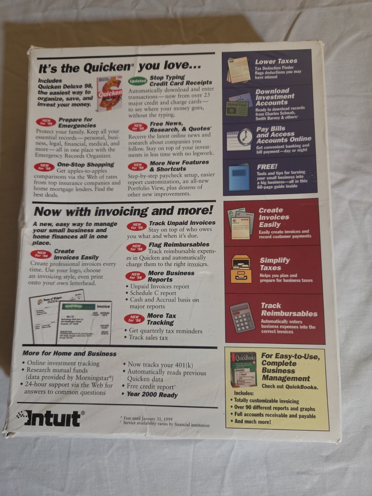 Quicken Home & Business 98 NEW Sealed Vintage Software Windows 98 Intuit