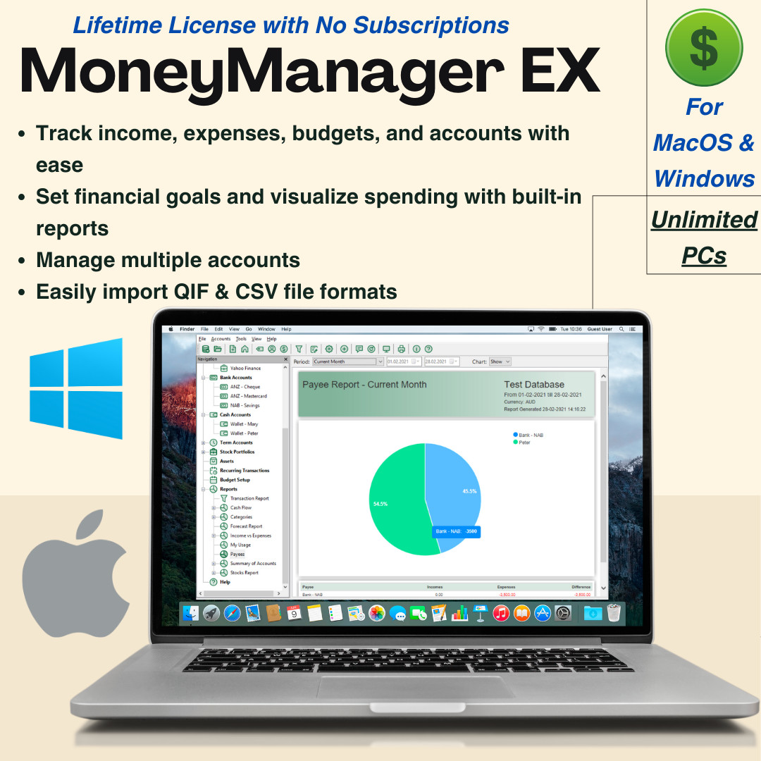 MoneyManager Ex – Accounting Banking Budgeting Software Windows & MacOS USB/DVD