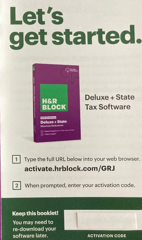 2024 H&R Block DELUXE Federal & State CODE you get the same day you buy it!