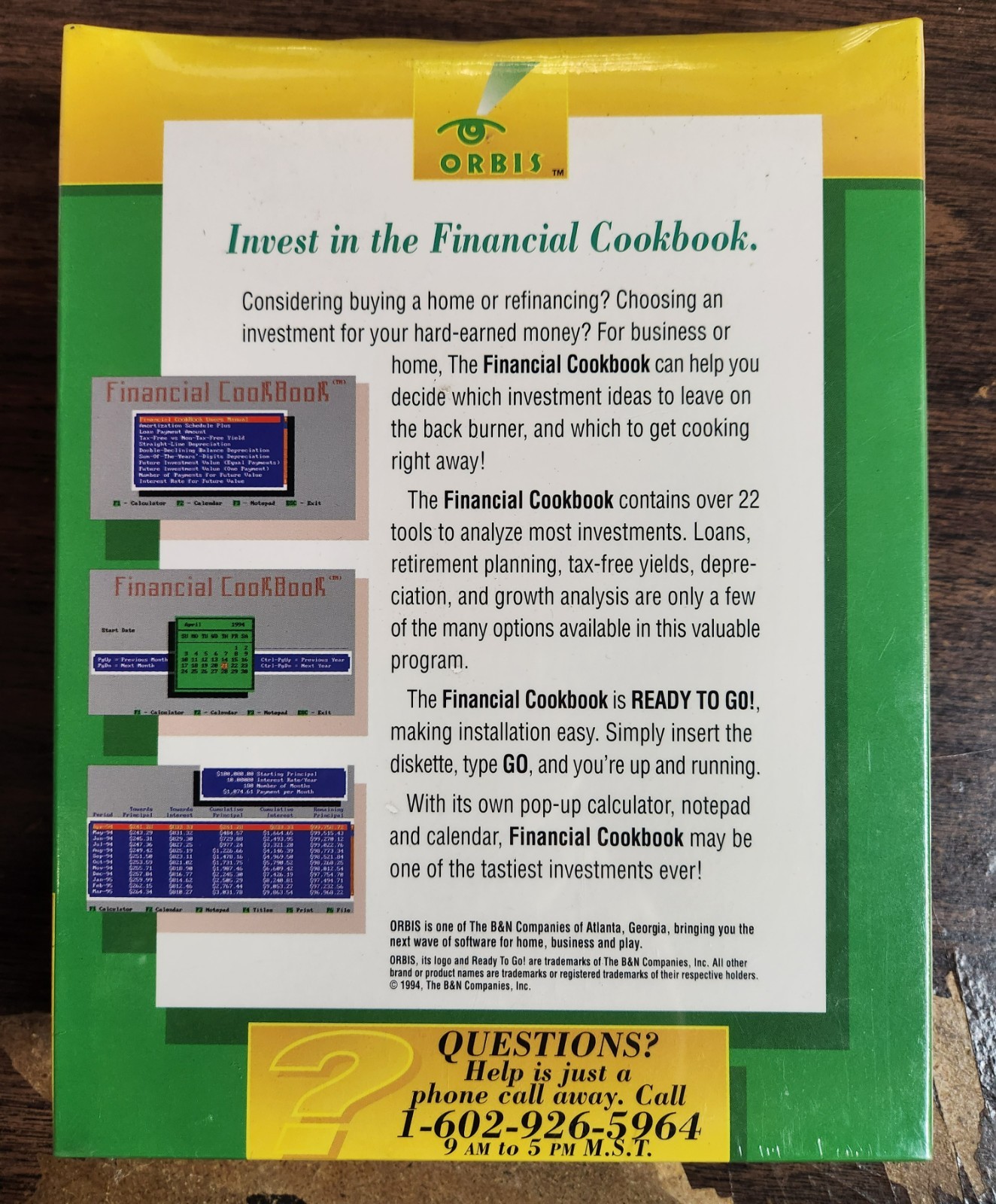Financial Cookbook by Orbis (1994, MS-DOS, 3-1/2″ Floppy Disk) BRAND NEW
