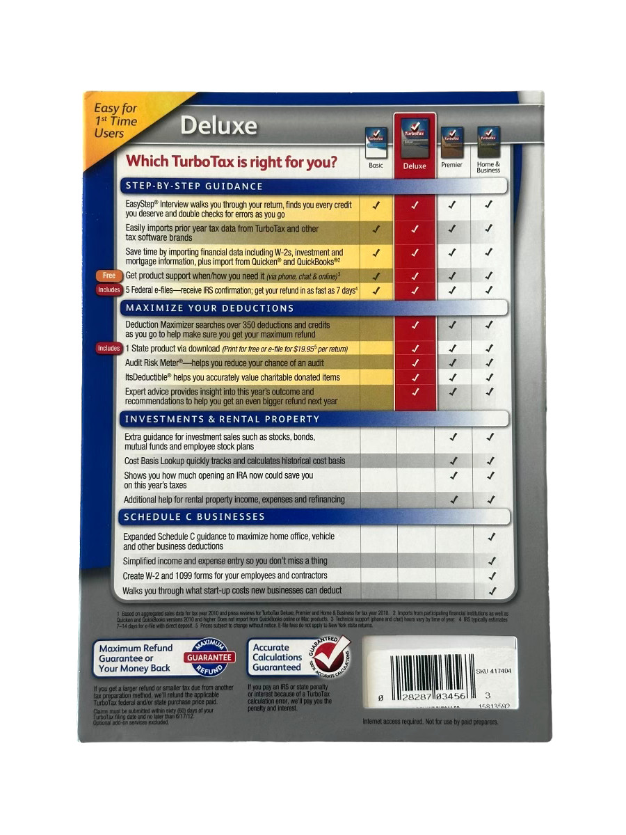 Intuit TurboTax Deluxe 2011 Federal & State Returns + E-File for Windows and MAC