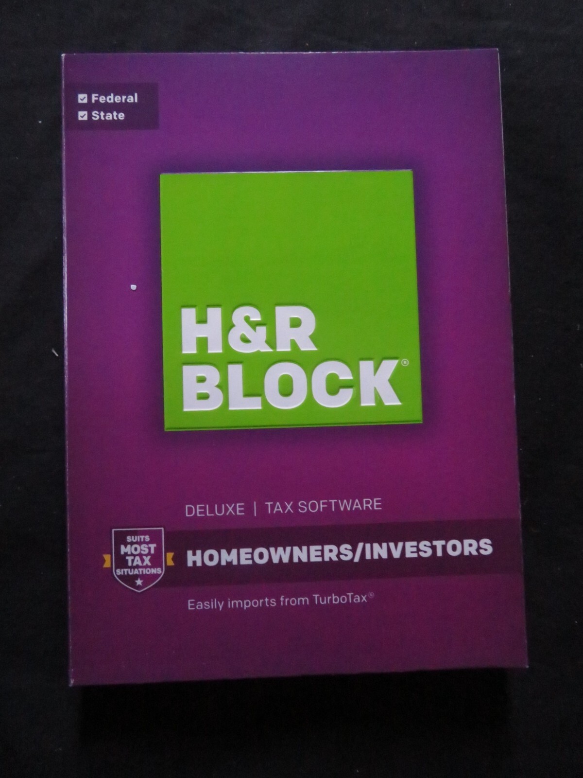 GENUINE 2016 H & R Block Deluxe Tax Software Homeowners/Investors Federal State