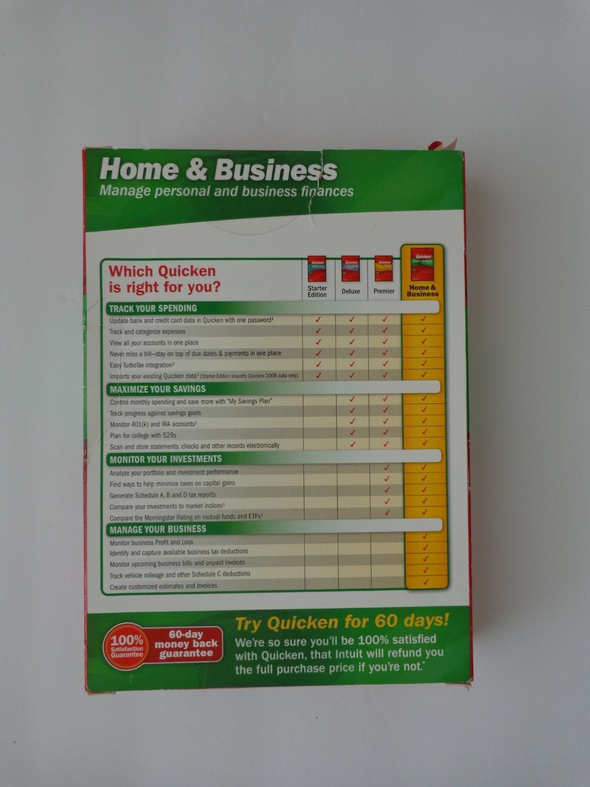 Intuit Quicken Home & Business 2009 For Windows
