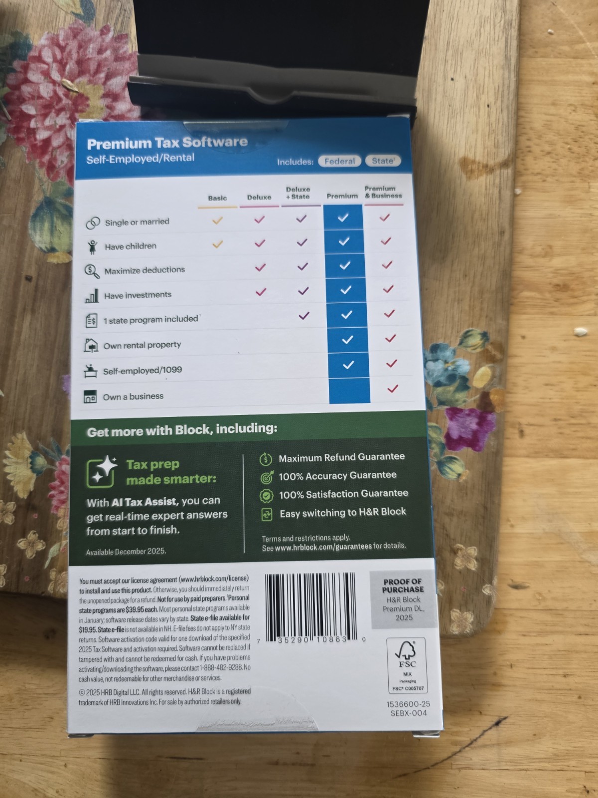 H&R Block Tax Software Premium 2025, PC/Mac Key Card