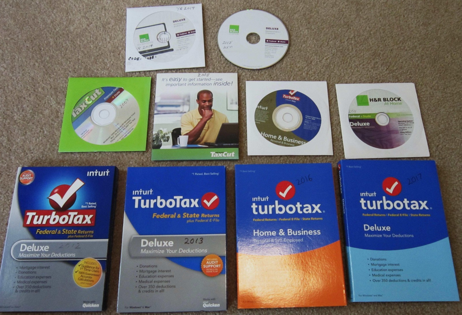 Large collection of TurboTax and H&R Block Tax Software -multiple years
