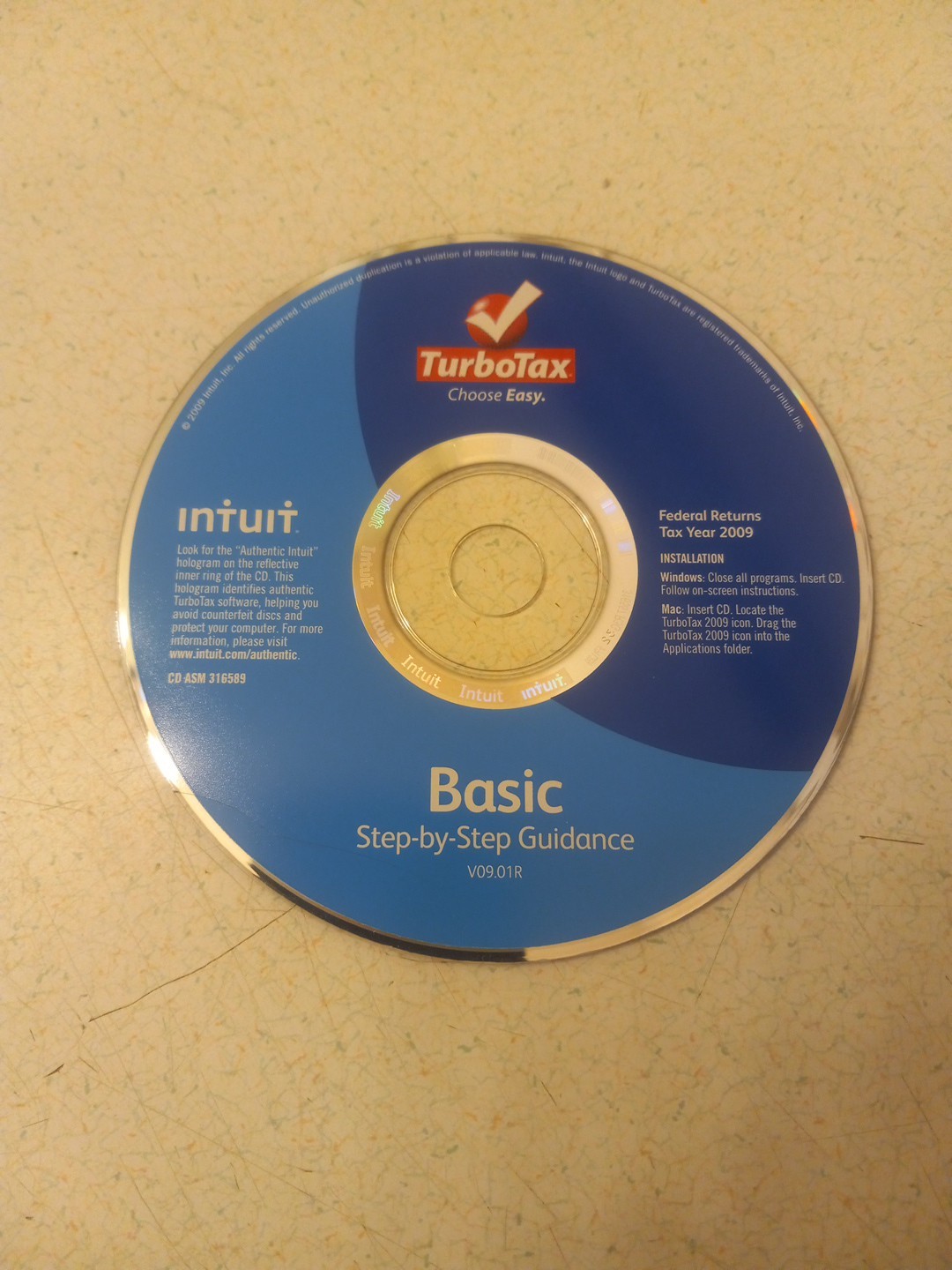 Intuit Turbotax Basic For Federal Returns Year 2009 Software Disc Only