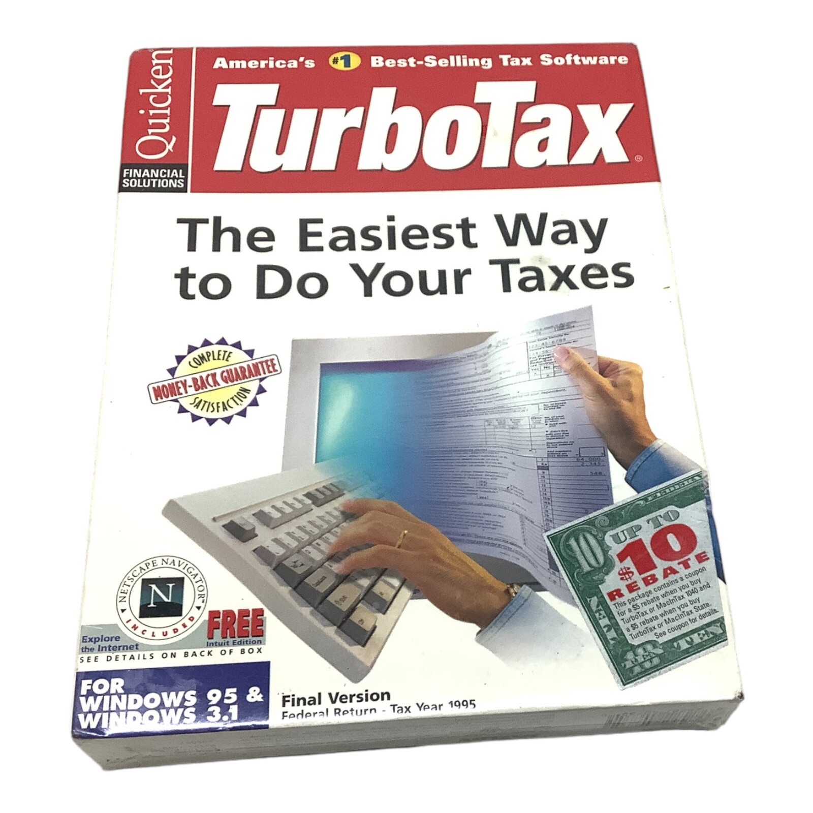 TurboTax 1995 Quicken for Windows 95/3.1 Vintage Tax Software Sealed Rare