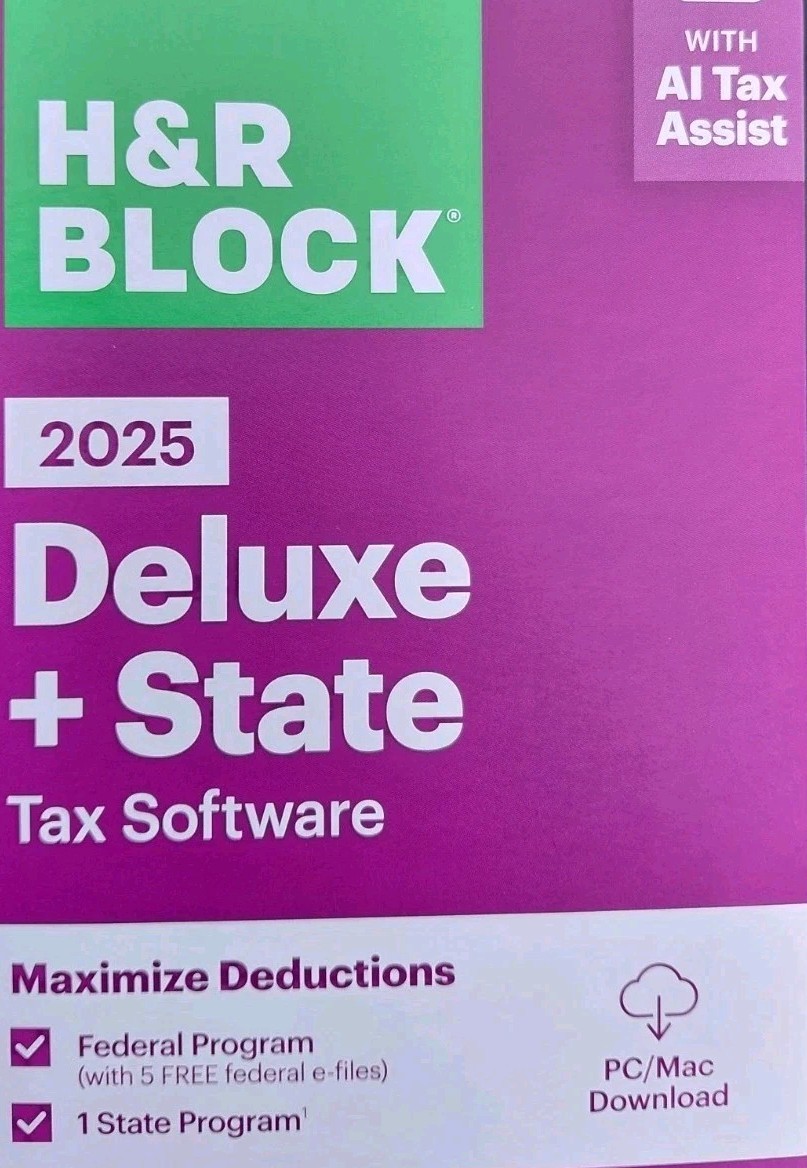 H&R Block Tax Software Deluxe +State 2025 Key Card Read Listing Digital Item