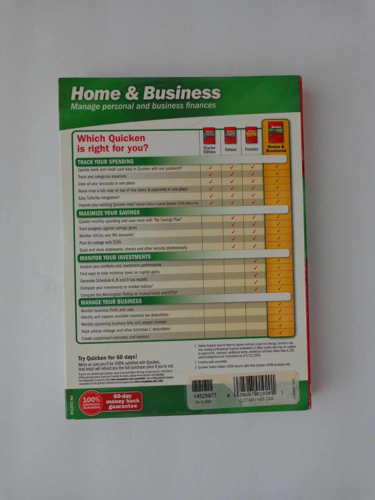 Intuit Quicken Home & Business 2009 For Windows