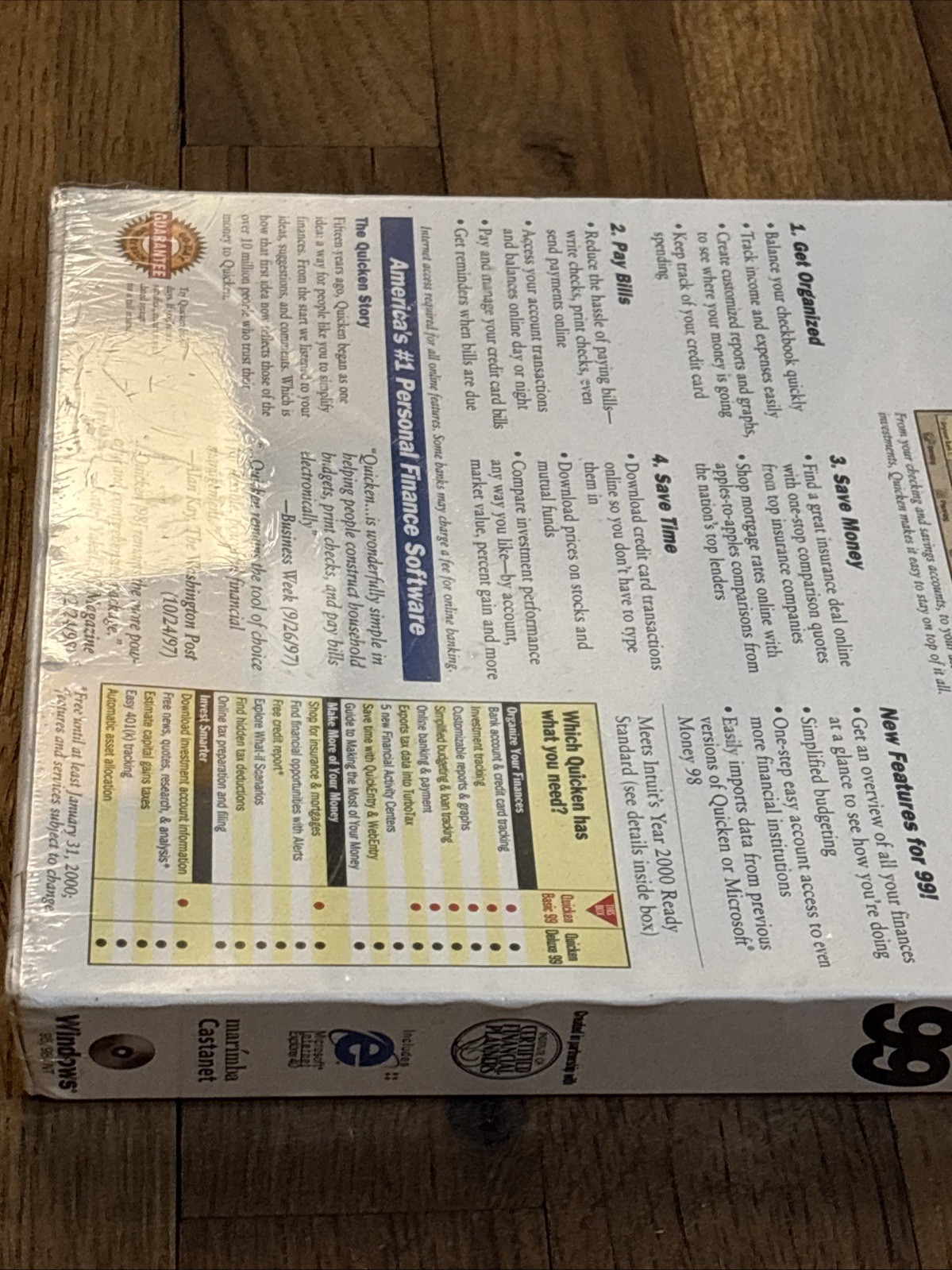 Quicken Basic 99 Accounting Finance Software CD for Windows 95/98/NT New Sealed