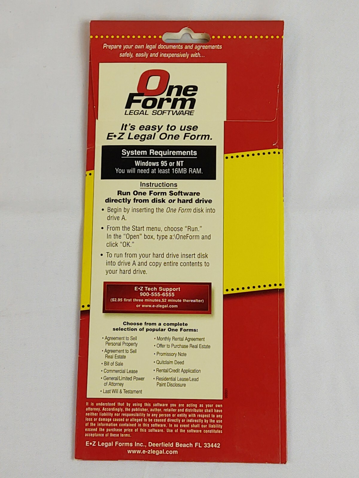 Vintage One Form EZ Legal Software Agreement To Sell Real Estate 3.5 Floppy Disk